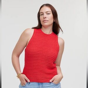NWT Madewell Crochet-Knit Crewneck Sweater Tank In Watermelon